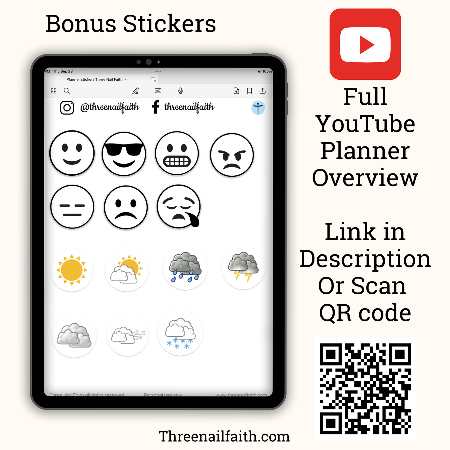 Extra stickers included with planner