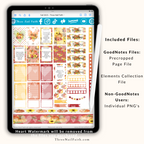 a close view of the first page of Fall with pumpkins digital planner sticker set with 119 digital stickers with a Christian theme