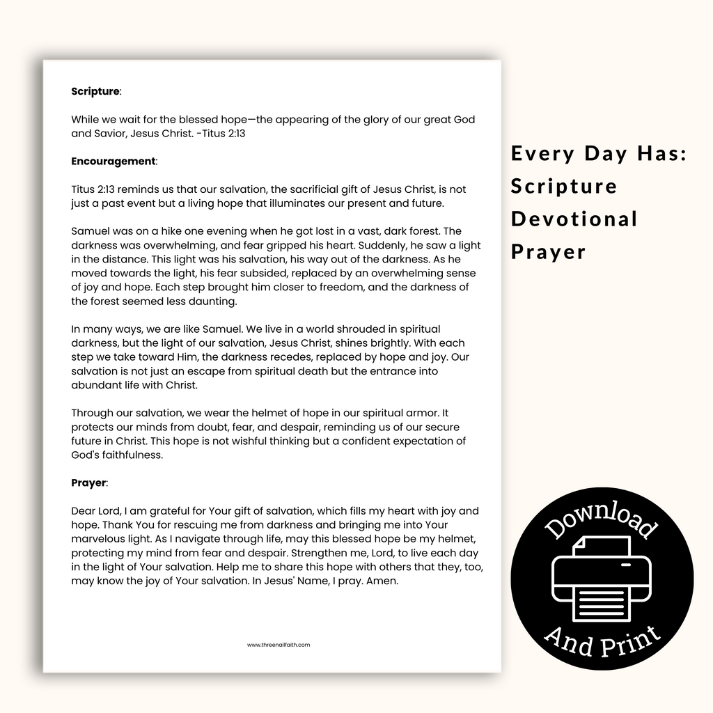each day you will have a scripture, devotional, and prayer