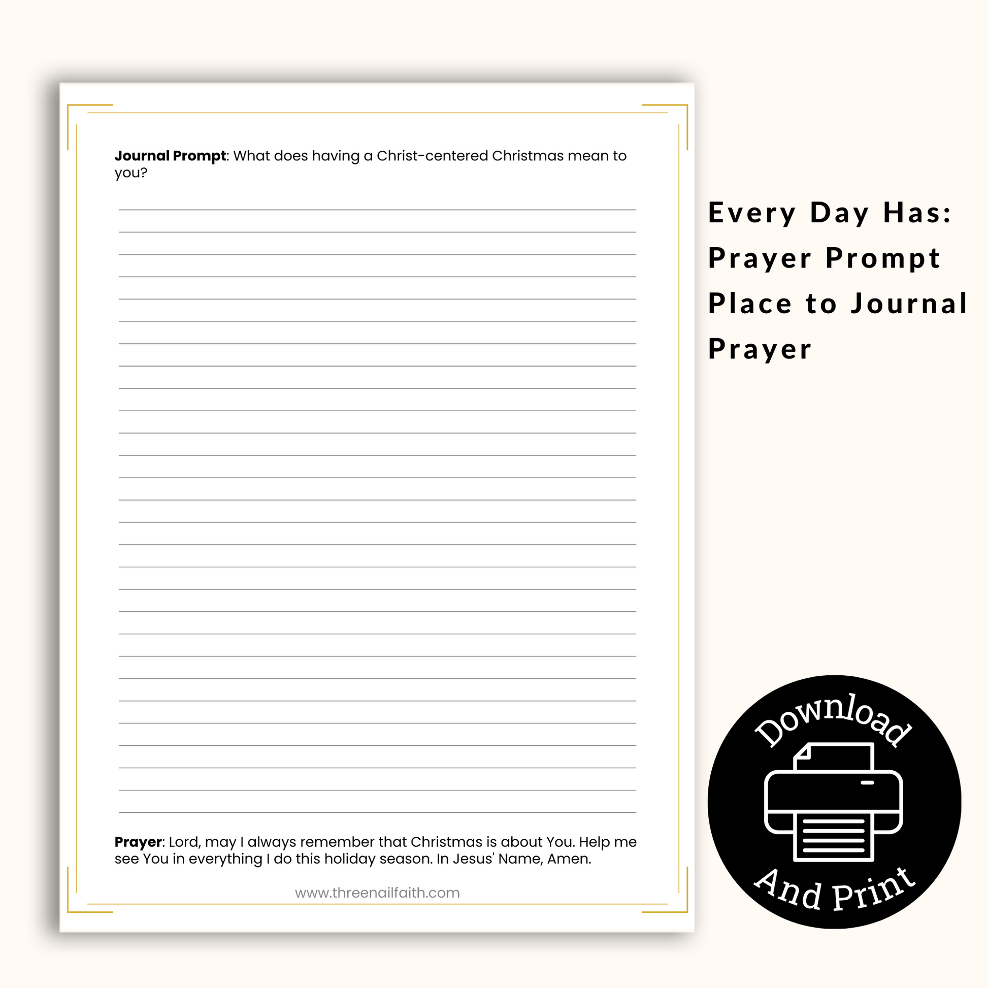 daily page 21 day printable devotional journal on the theme of Christ Centered Christmas