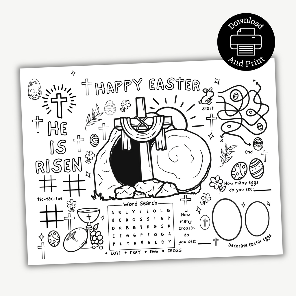 Printable Christian Easter Day Activity Mat  print at home 