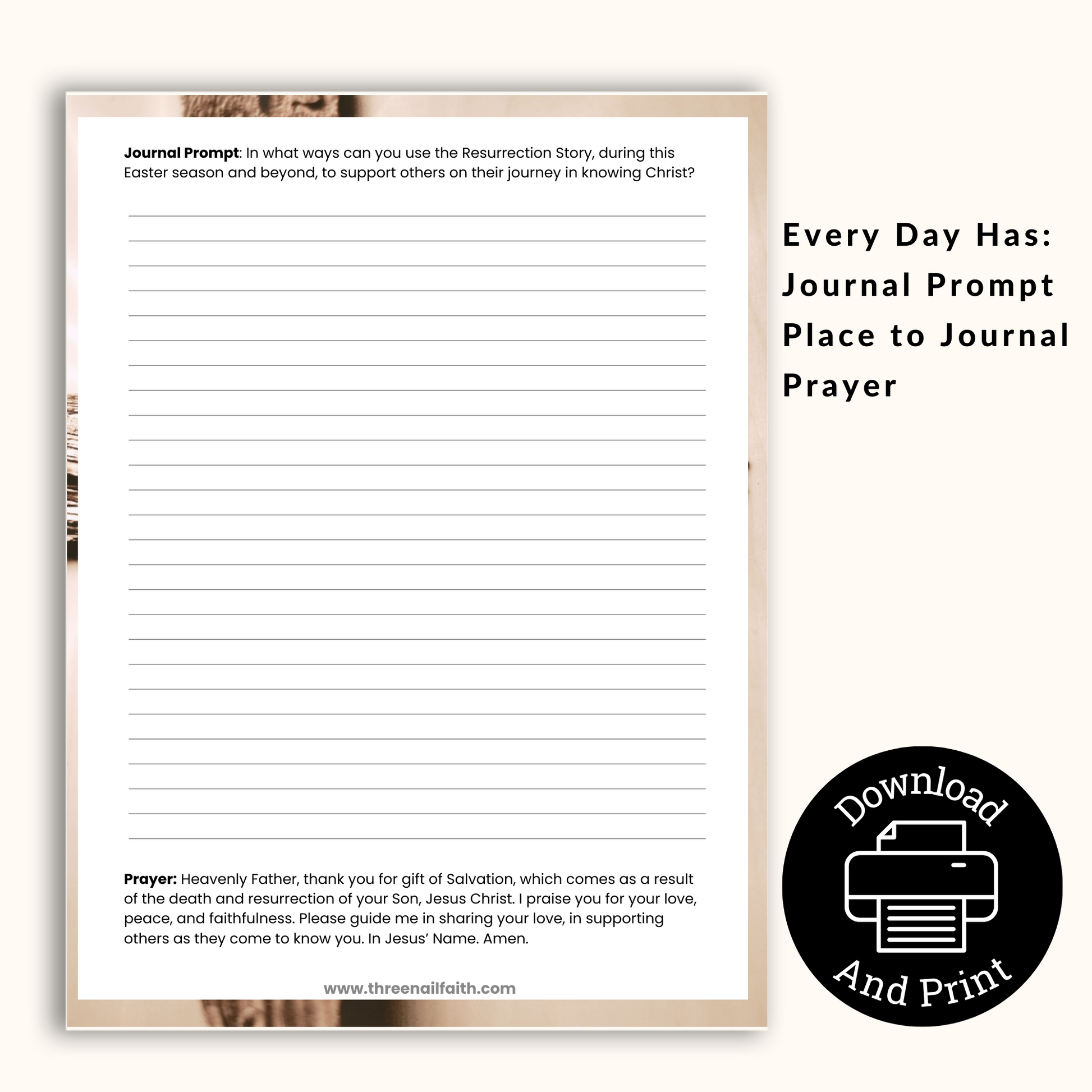 Every day has a journal prompt and place to journal and a prayer