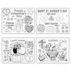 Valentines day, st patricks day, easter, baptism activity placemats