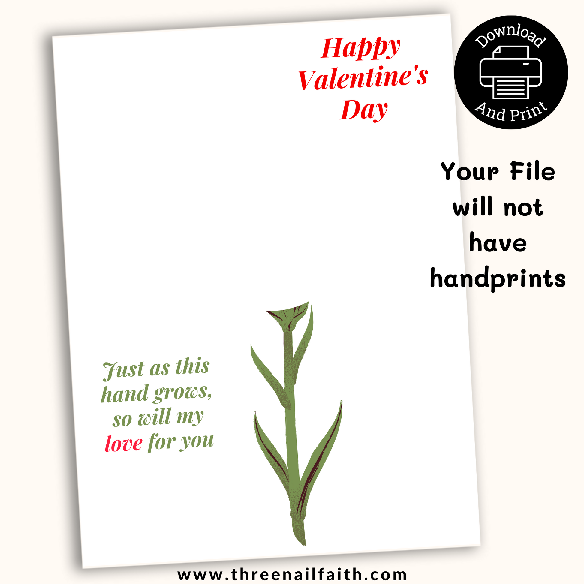  PRINTABLE Valentine FLOWER handprint Art Craft For Kids your file will not have the handprint