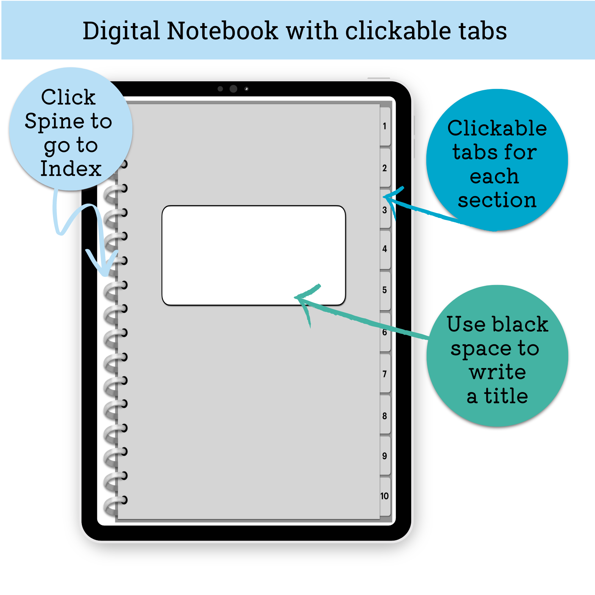 Digital Notebook - Gray with clickable tabs
