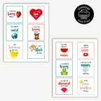 Valentine Lunchbox Notes for kids 24 cards Printable