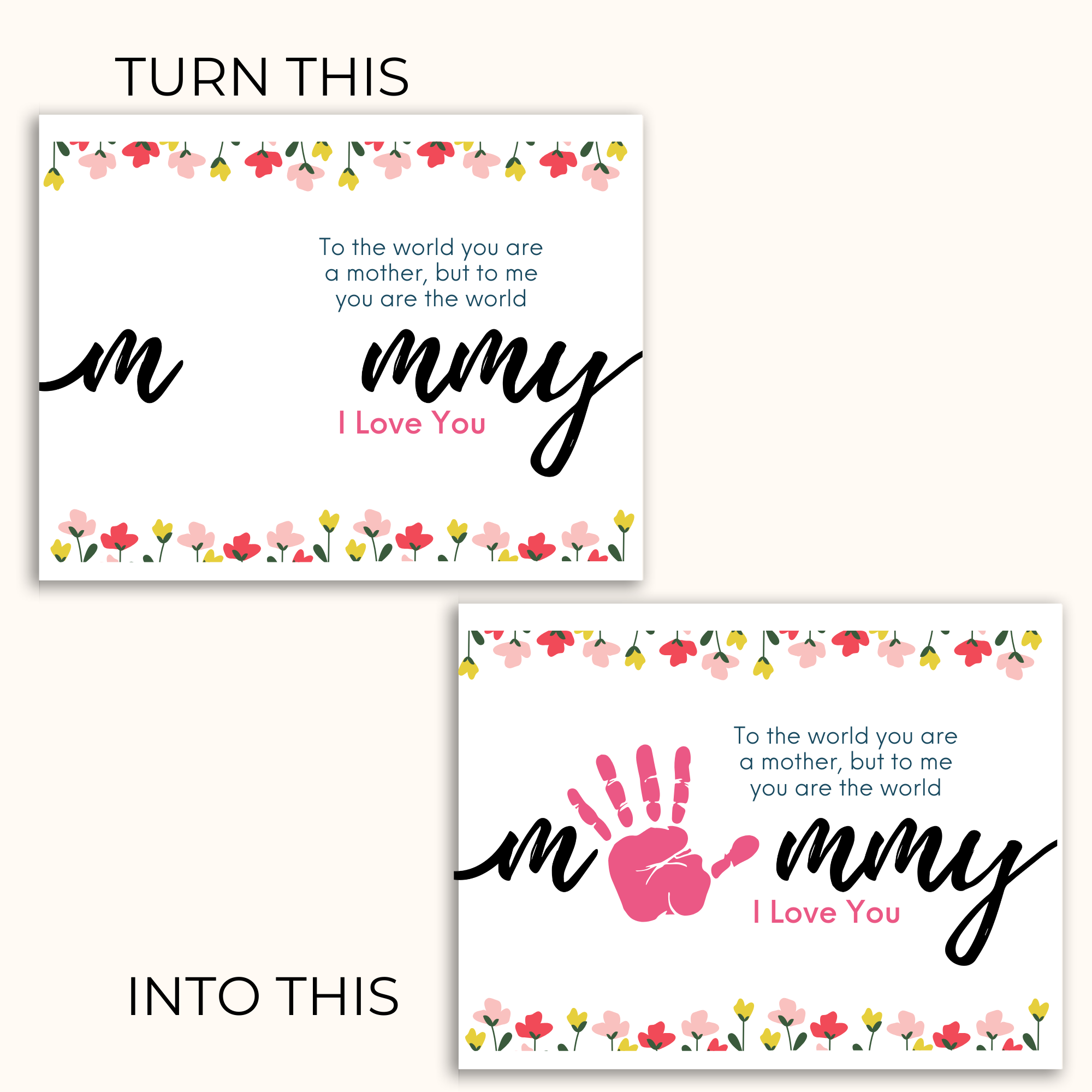 take the blank keepsake and add your childs handprint to create a special keepsake