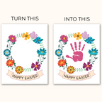 Turn print on the left into the print on the right by adding your childs handprint