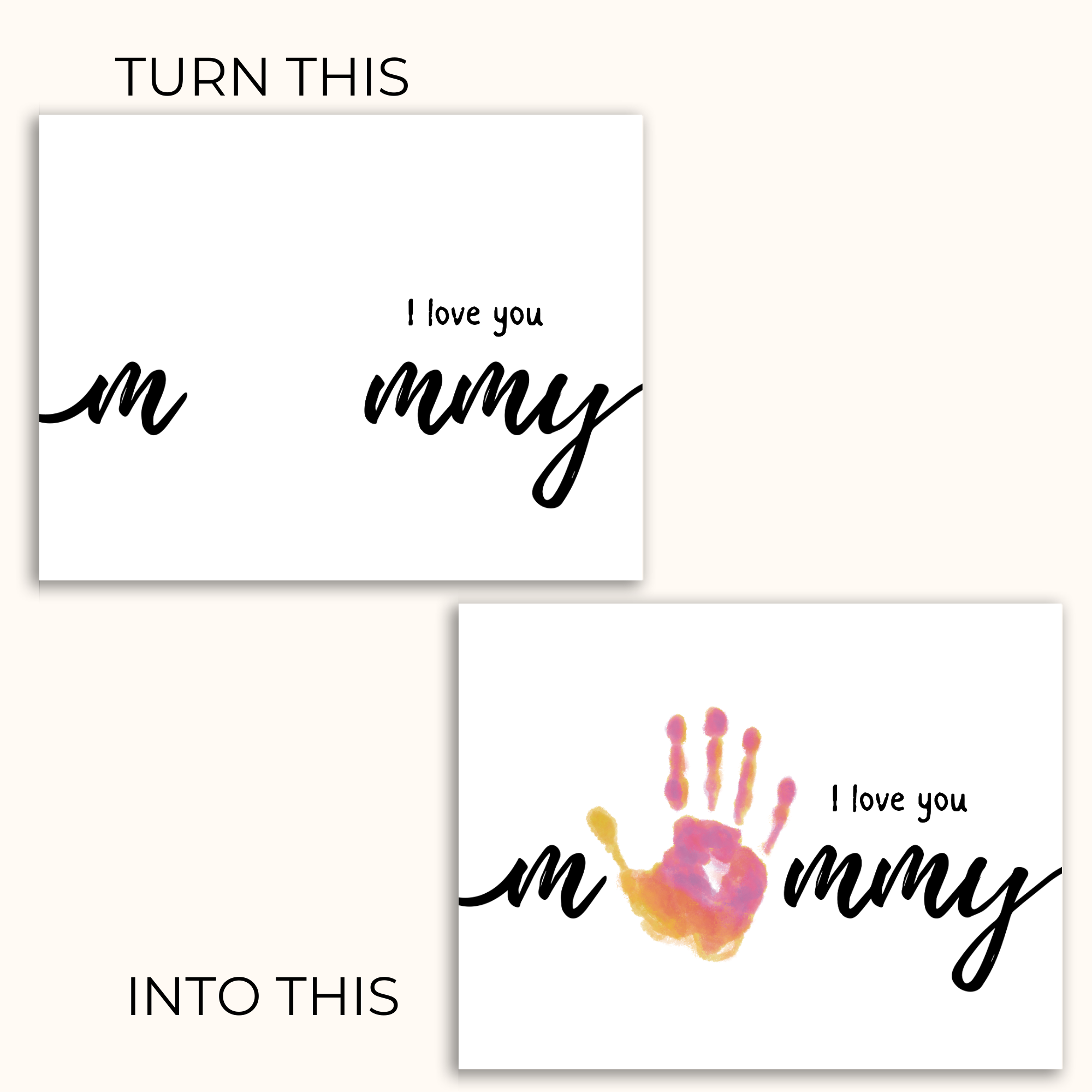 take the blank print and create a special keepsake with your childs handprint