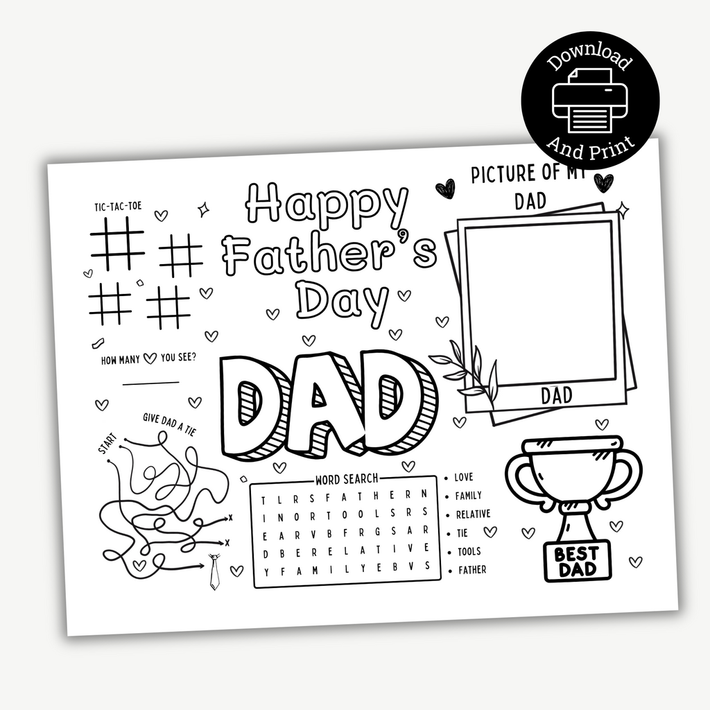Printable Fathers Day activity placemat