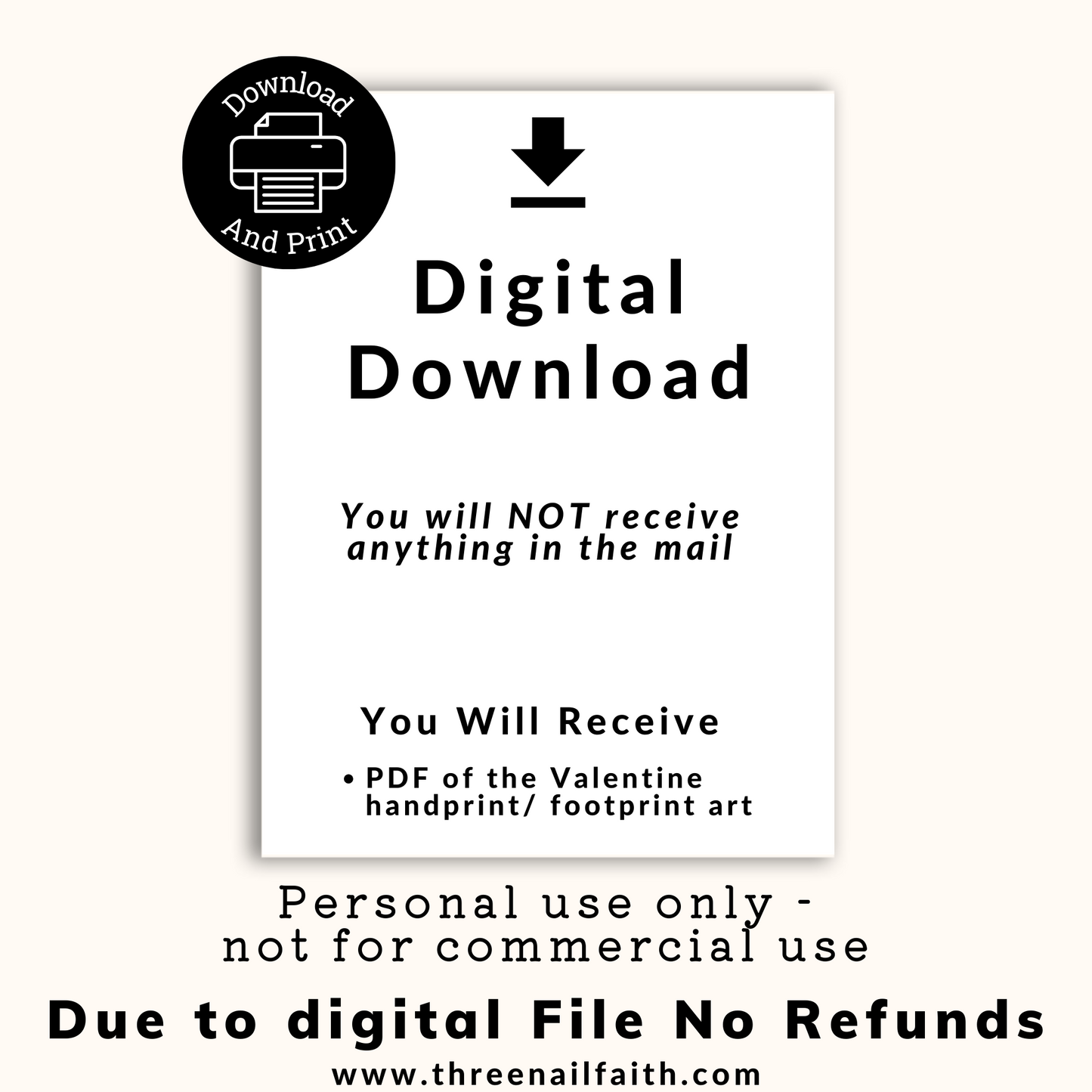 This is a digital download you will not receive anything in the mail.  This file is for personal use only.  You will receive one PDF download with your handprint art