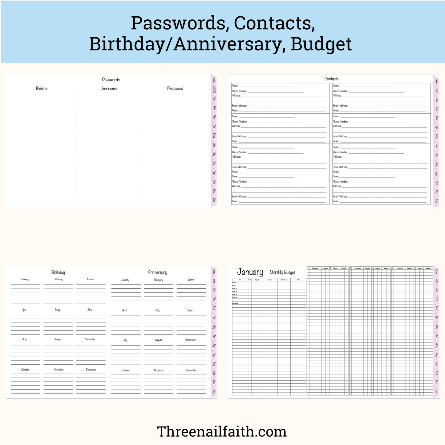 Pages of the 2024 Christian Faith Dated Digital Planner