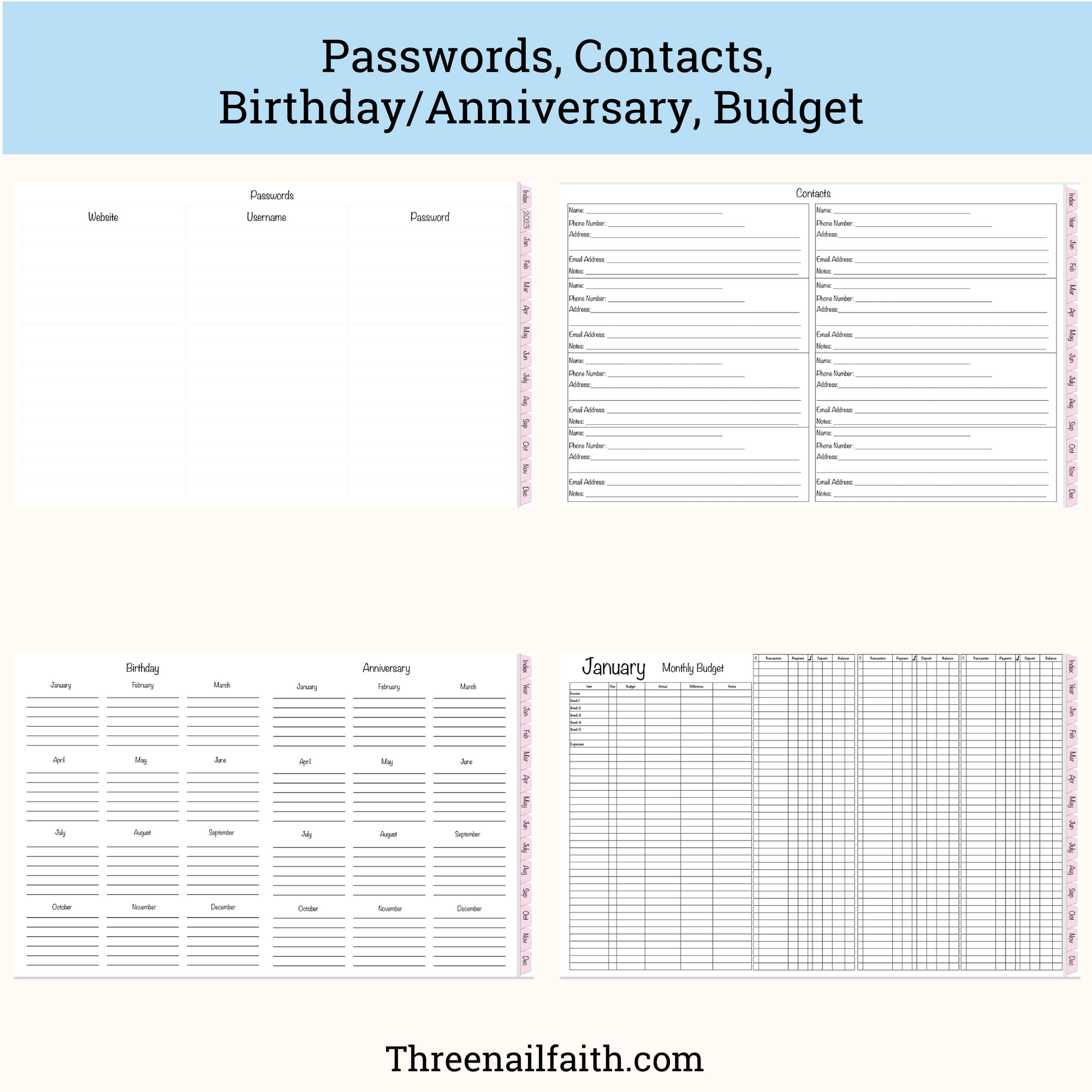 Pages of the 2024 Christian Faith Dated Digital Planner