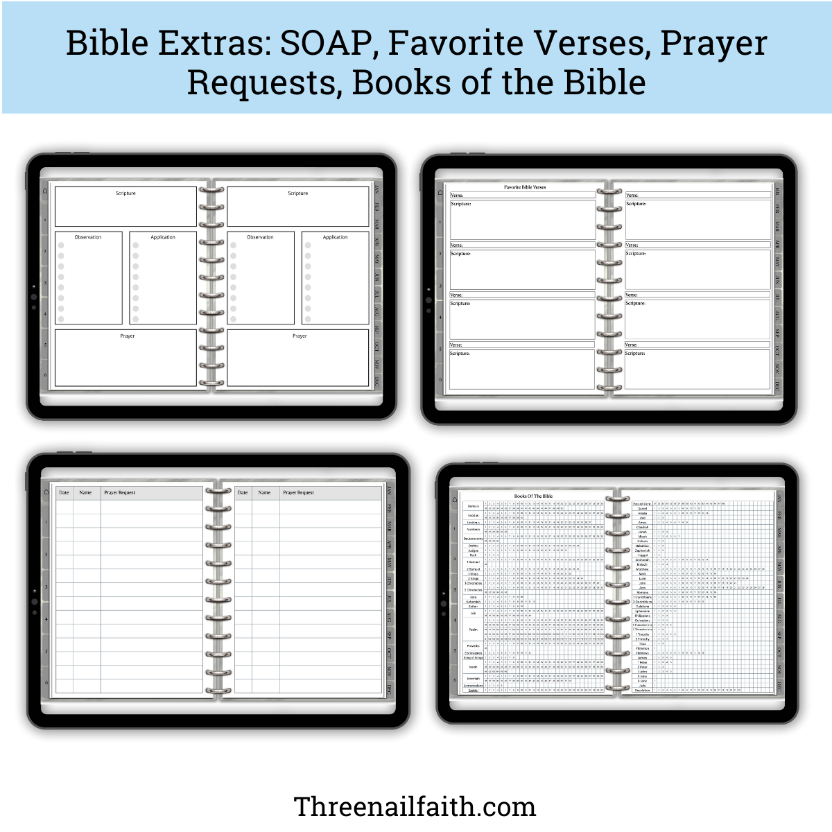 Undated Christian Faith Digital Planner - Grey