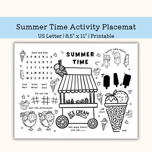 Summer Time Activity Placemat