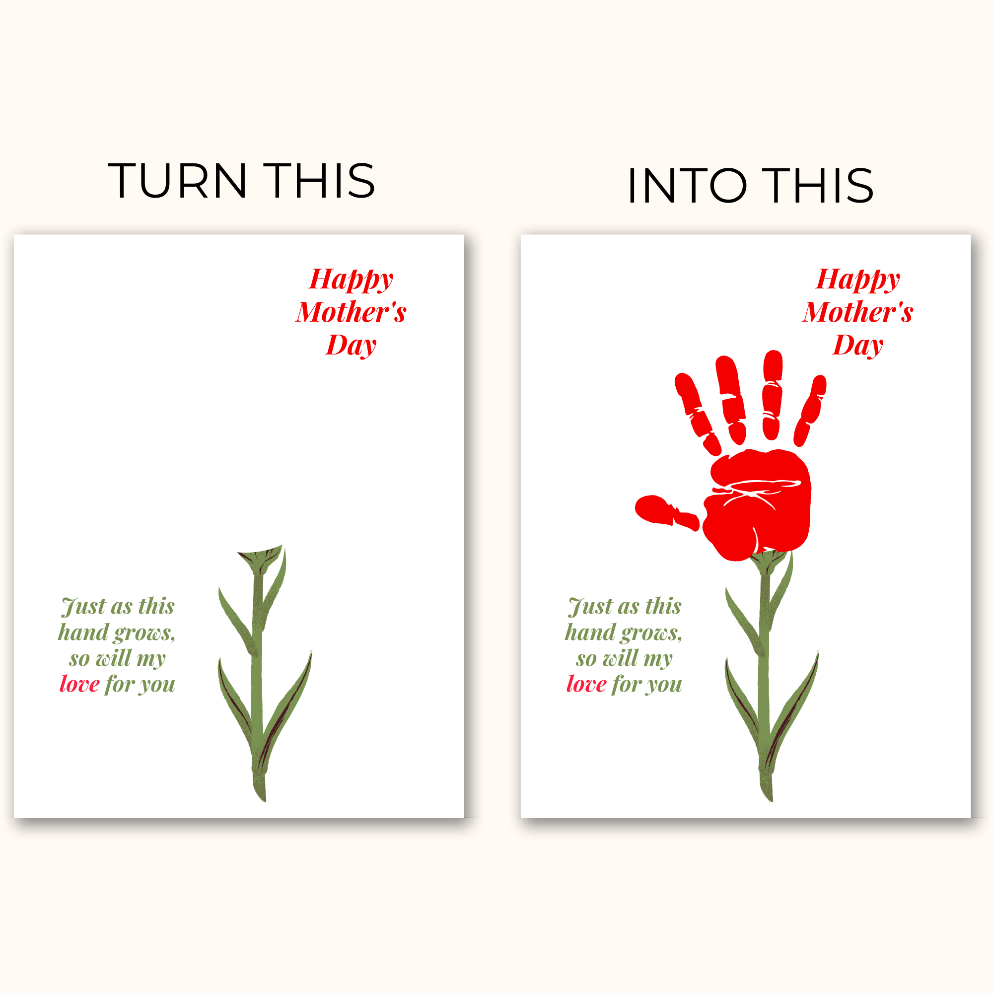 Turn the blank image into a special keepsake by adding your childs handprint