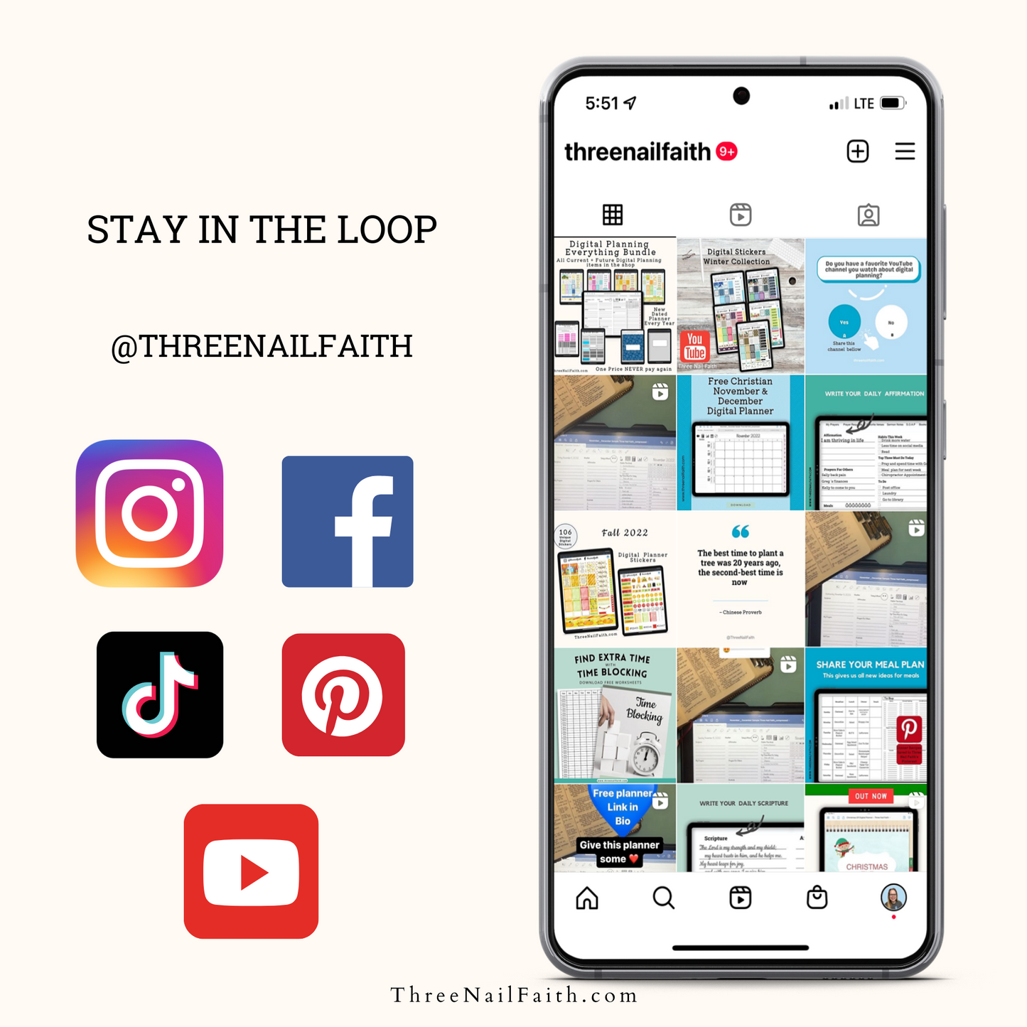 Follow Three Nail Faith on  social media