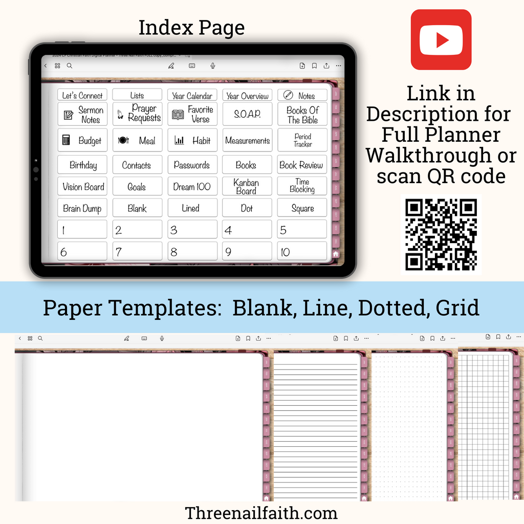 Pages of the 2024 Christian Faith Dated Digital Planner