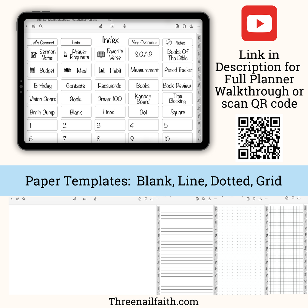 Pages of the 2024 Christian Faith Dated Digital Planner