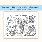 Printable Mermaid Birthday Activity Placemat