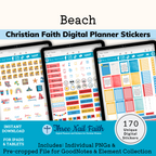 Beach theme Digital sticker kit with 170 digital stickers these stickers can be used on goodnotes or other annotation apps. Sticker kit comes with goodnotes file, goodnotes elecments file, and individual PNGs