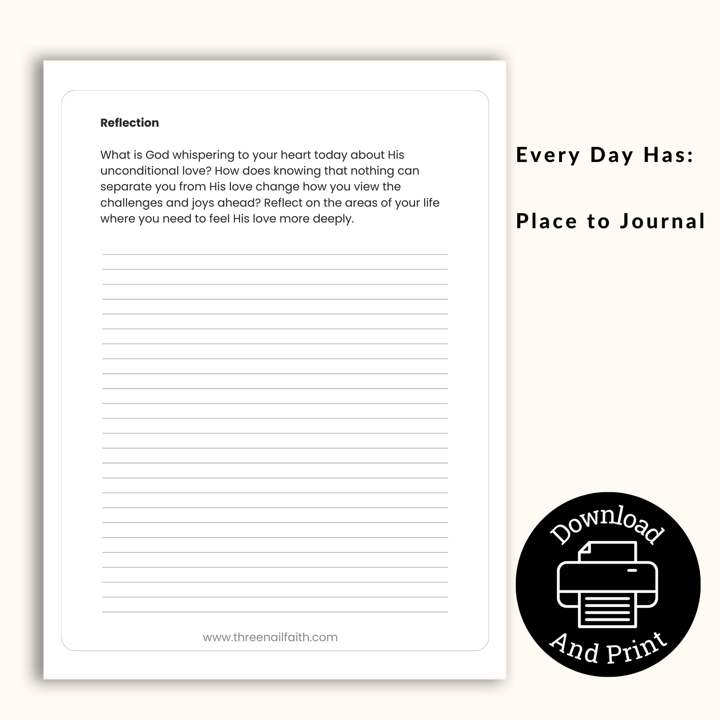 each day also has a reflection and room to journal 