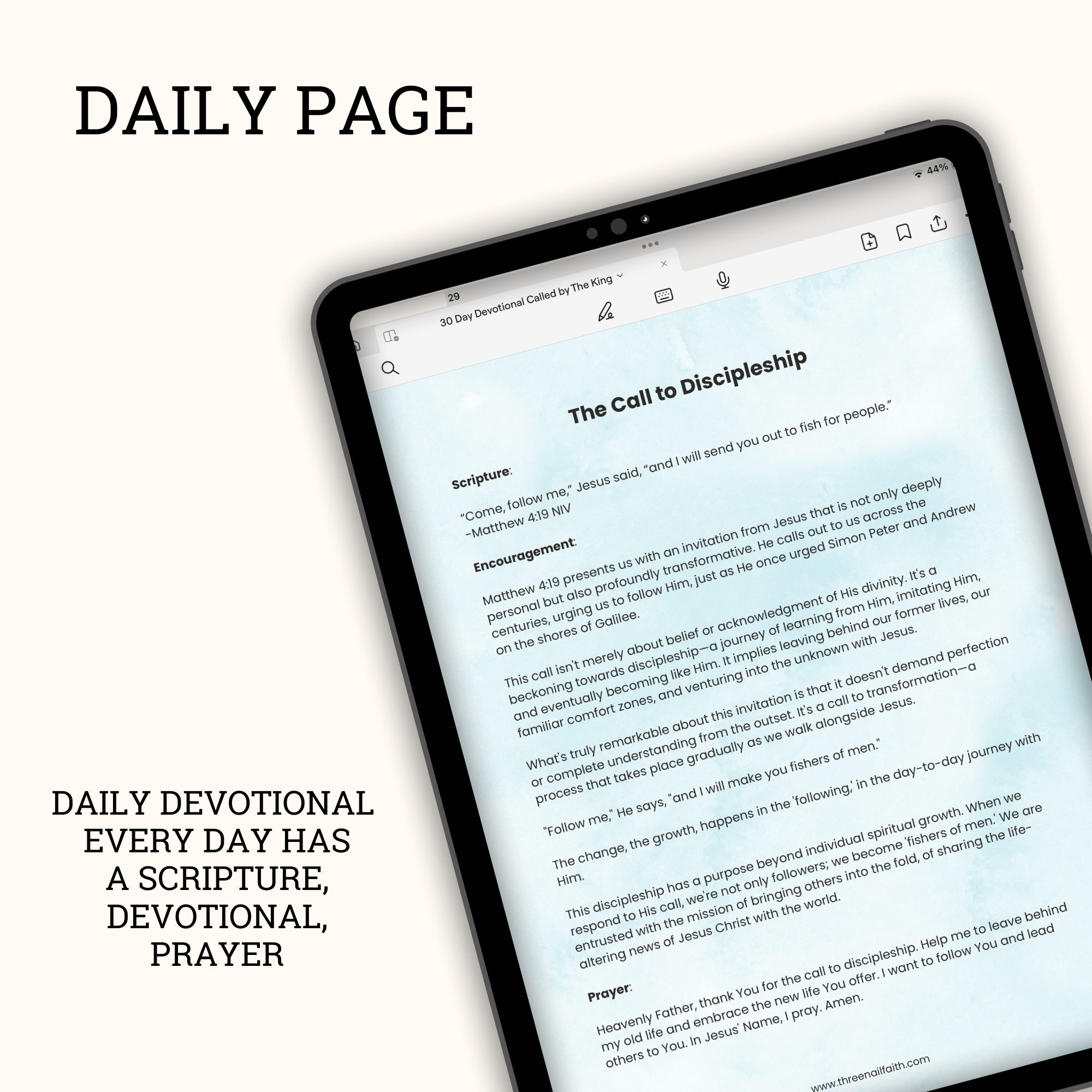 daily page of Called By The King 30-Day Daily Devotional Journal