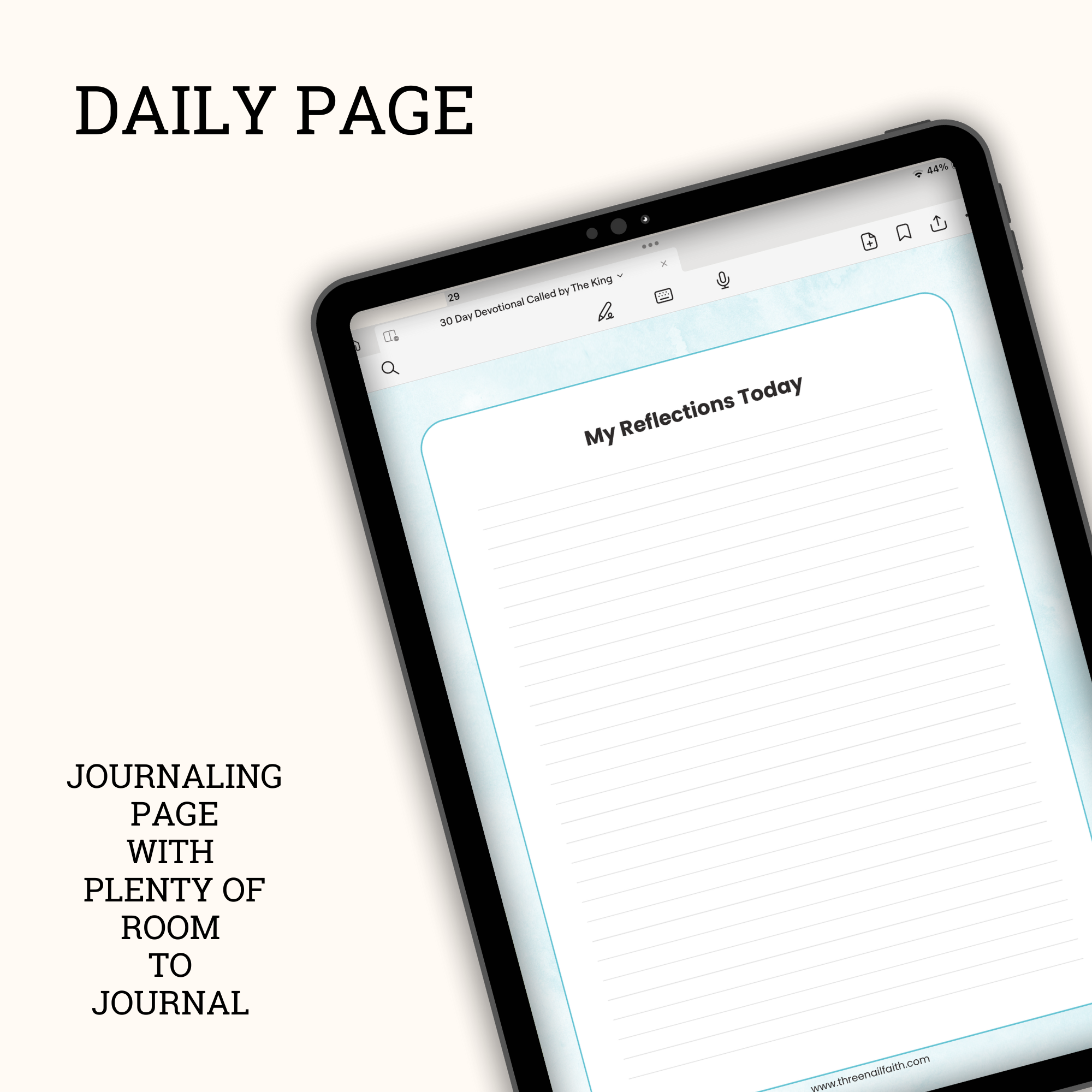 reflections page of Called By The King 30-Day Daily Devotional Journal