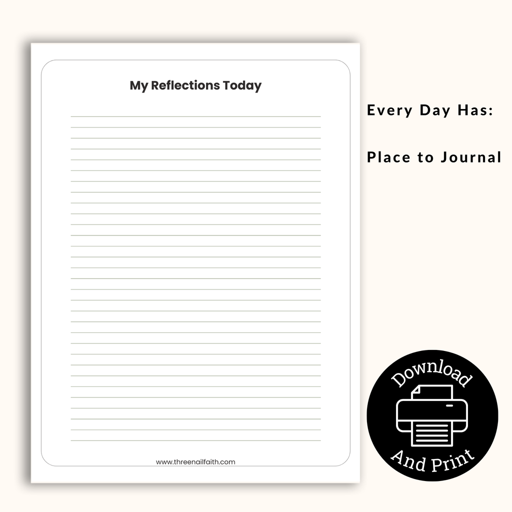reflections page of Called By The King 30-Day PRINTABLE Devotional Journal