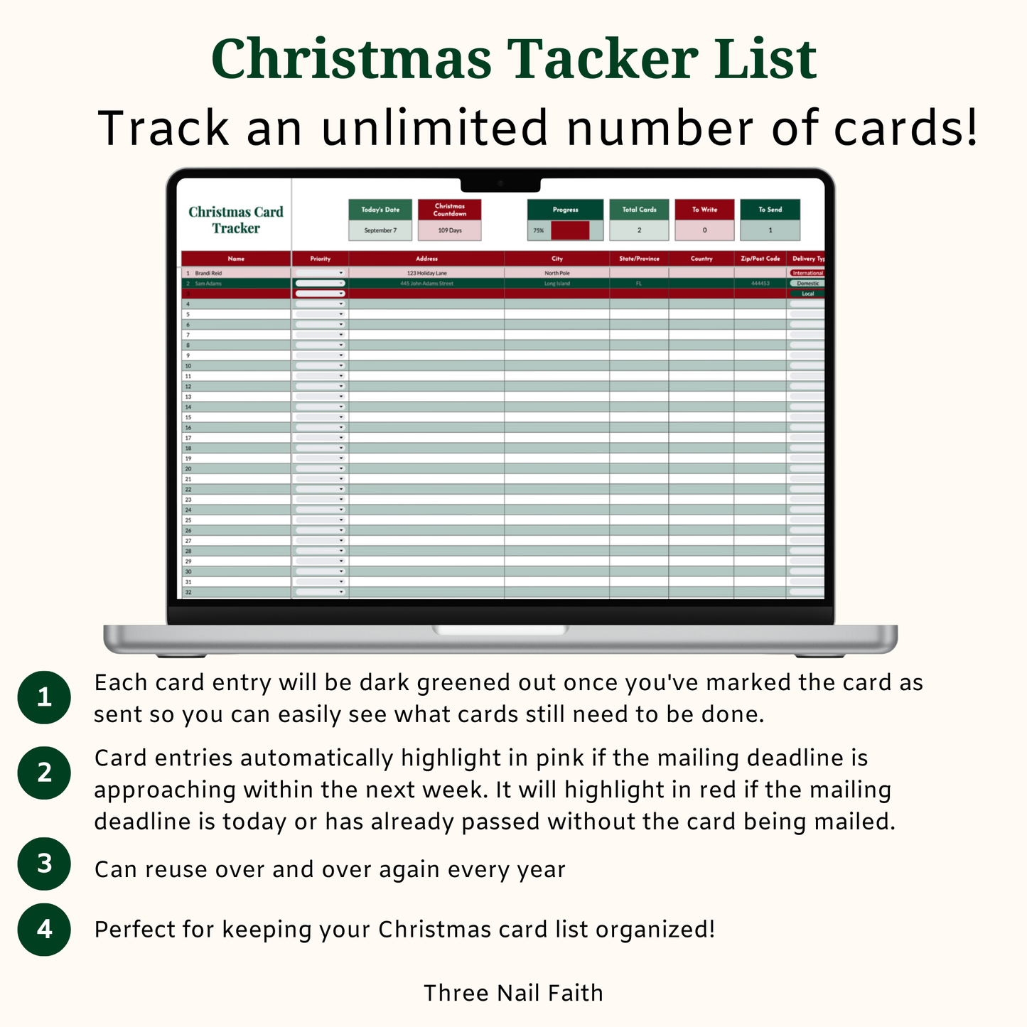 use this tracker every year , keeps yout list organized. 