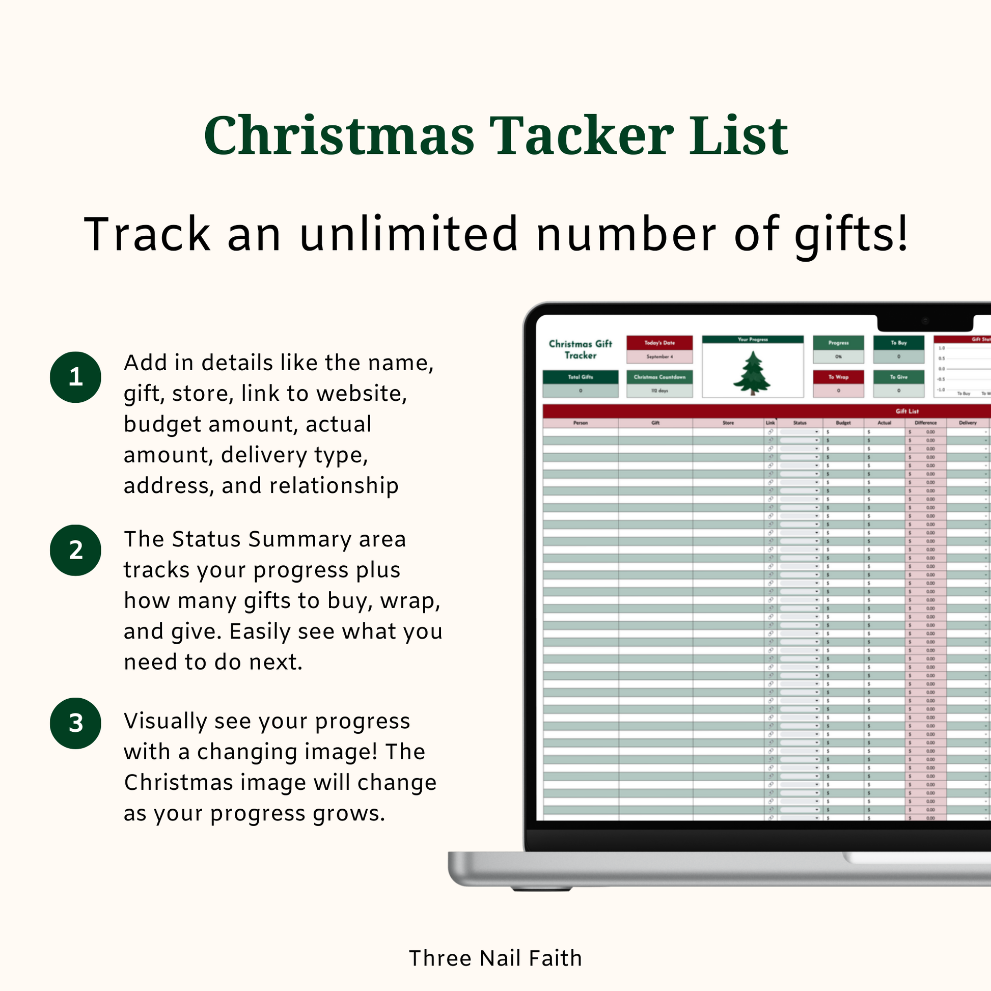 track an unlimited number of gifts 