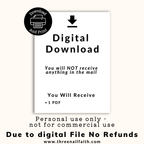 Digital Download. Nothing will be shipped to you. You will recieve one PDF, Due to the nature of digital files no refunds or exchanges.  For personal use only not for comercial use. 