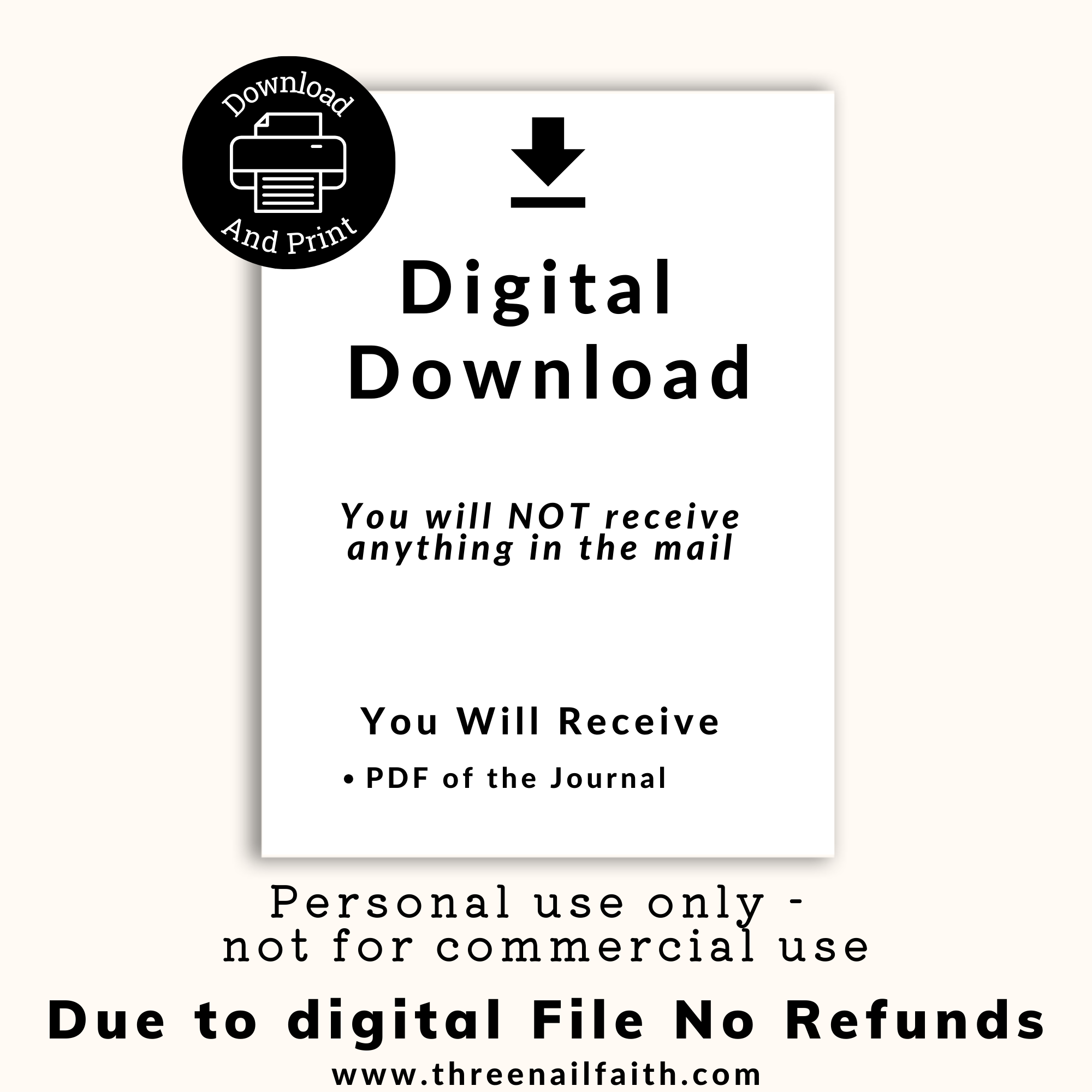 This is a digital download so no refunds. you will receive a pdf file of the journal. 