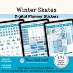 Winter Skating Digital Planner Stickers with 171 Digital planner stickers