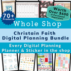 christian faith Digital Planning bundle that includes over 70 digital planning products plus all future digital planning products added to the shop. 