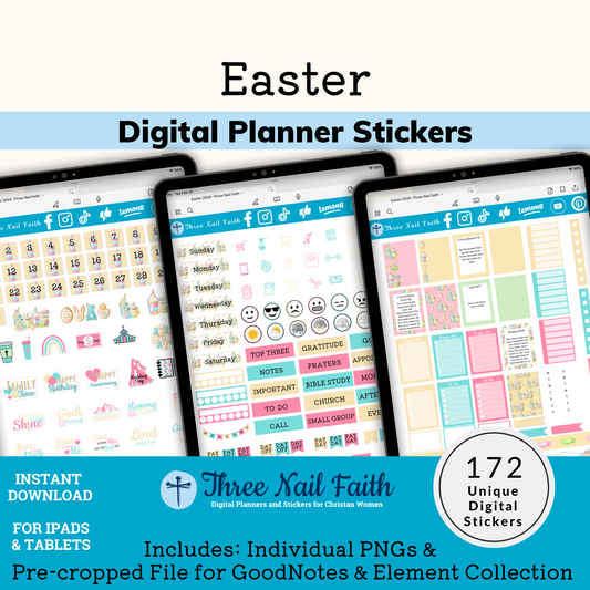 Easter digital sticker kit that includes 172 individual stickers