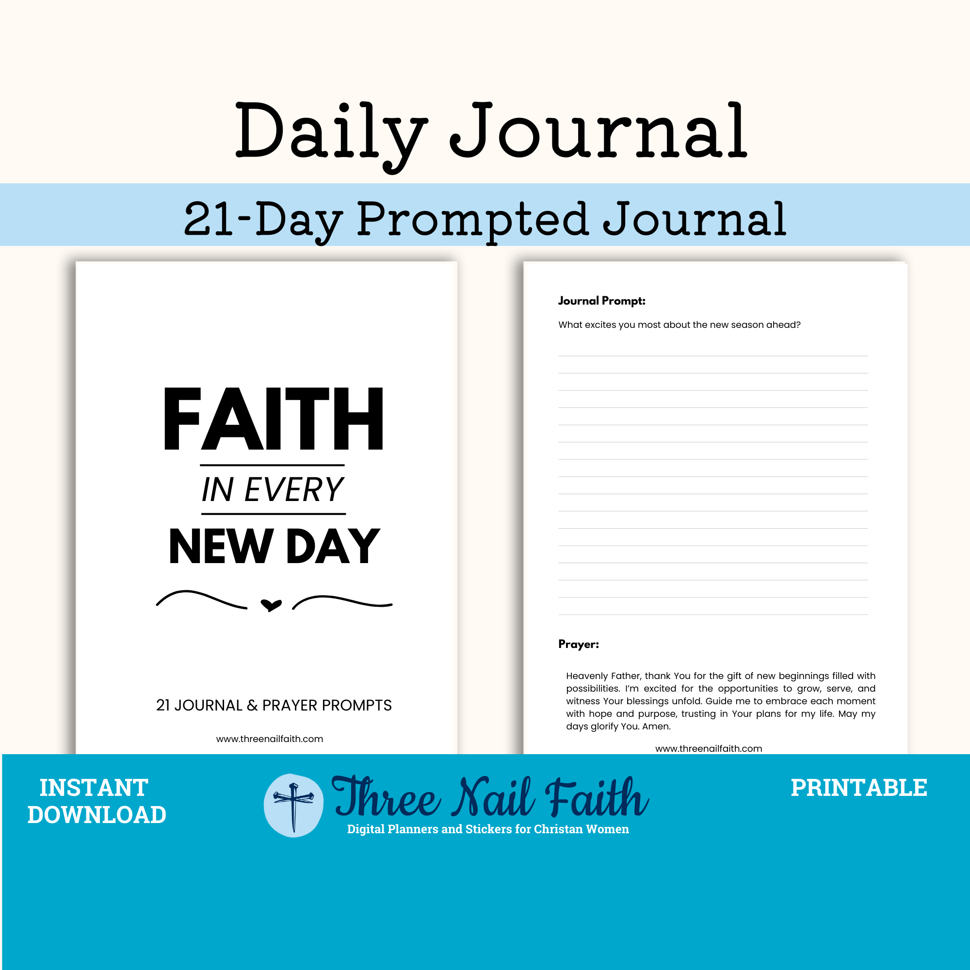 Faith in every new day prompted faith printable journal 