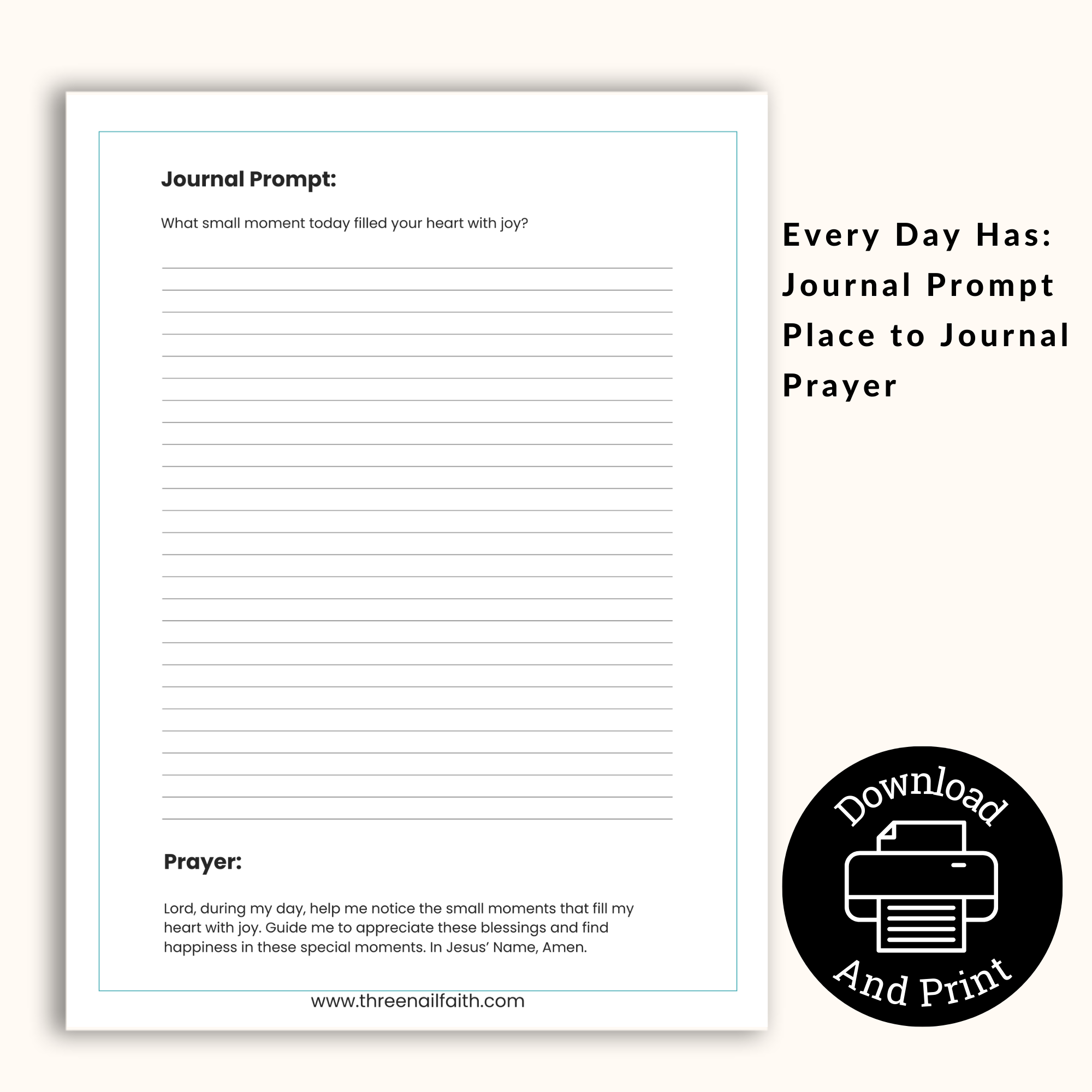 Daily Page Joy Prompted Faith Printable Journal