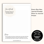each daily page has a prompted faith question, room to journal the question and a small prayer. 