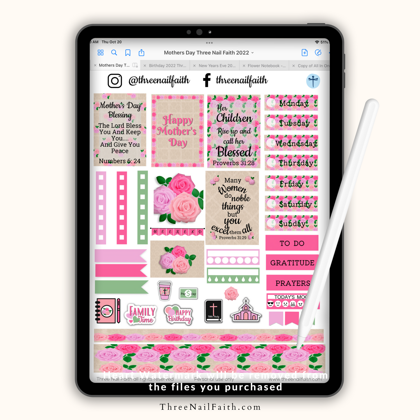 Mother's Day Digital Planner Stickers 2022