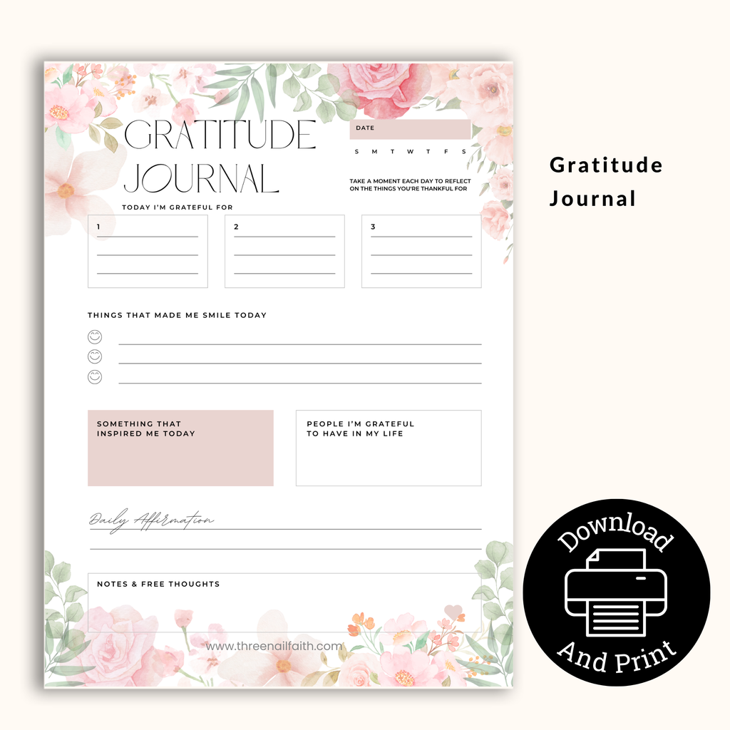Gratitude journal has room to record all that you are grateful for each day
