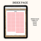 index page with links to each daily page