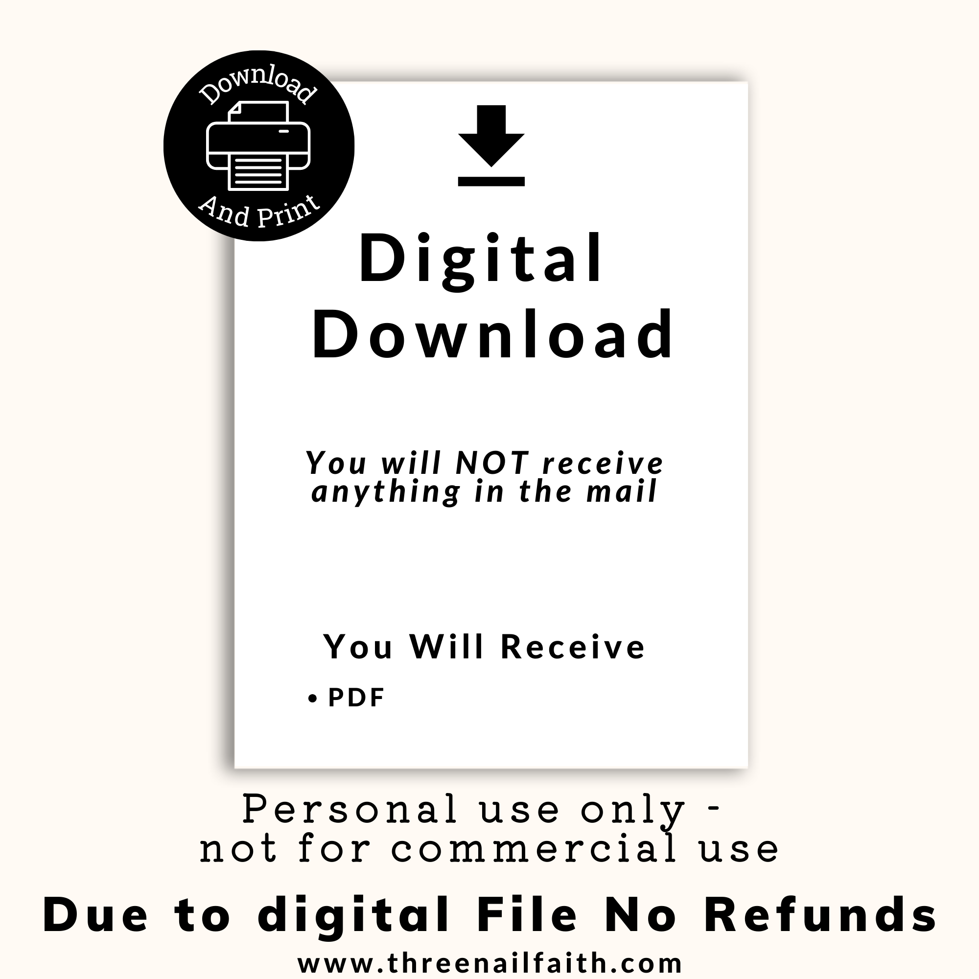 this is a digital pdf file. nothing will be mailed to you. you will download and print after purchase 