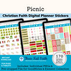 Picnic Digital Sticker kit kit has 170 digital stickers comes with goodnotes file, goodnotes elements file, and individual PNG's