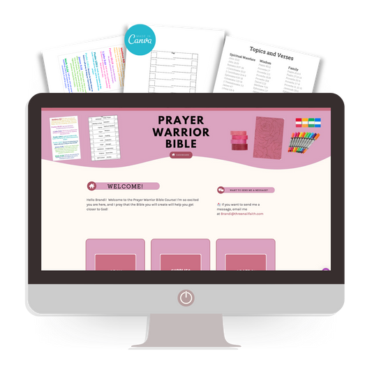 Prayer Bible Enhanced package comes with everything you need to start your prayer bible.  You will need a bible, highlighters and tabs but everything else is all included in this prayer bible package. 