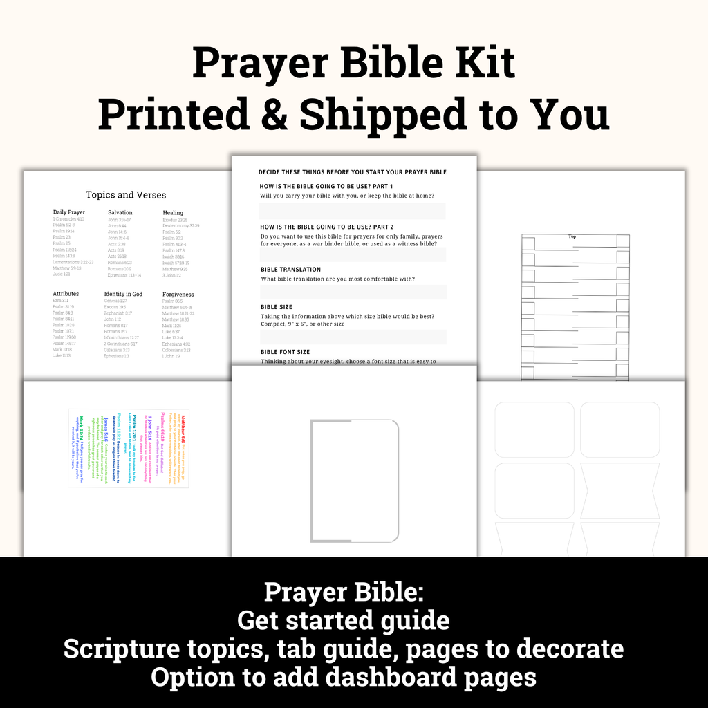 Prayer Bible Kit all items to create a prayer bible printed and shipped to you