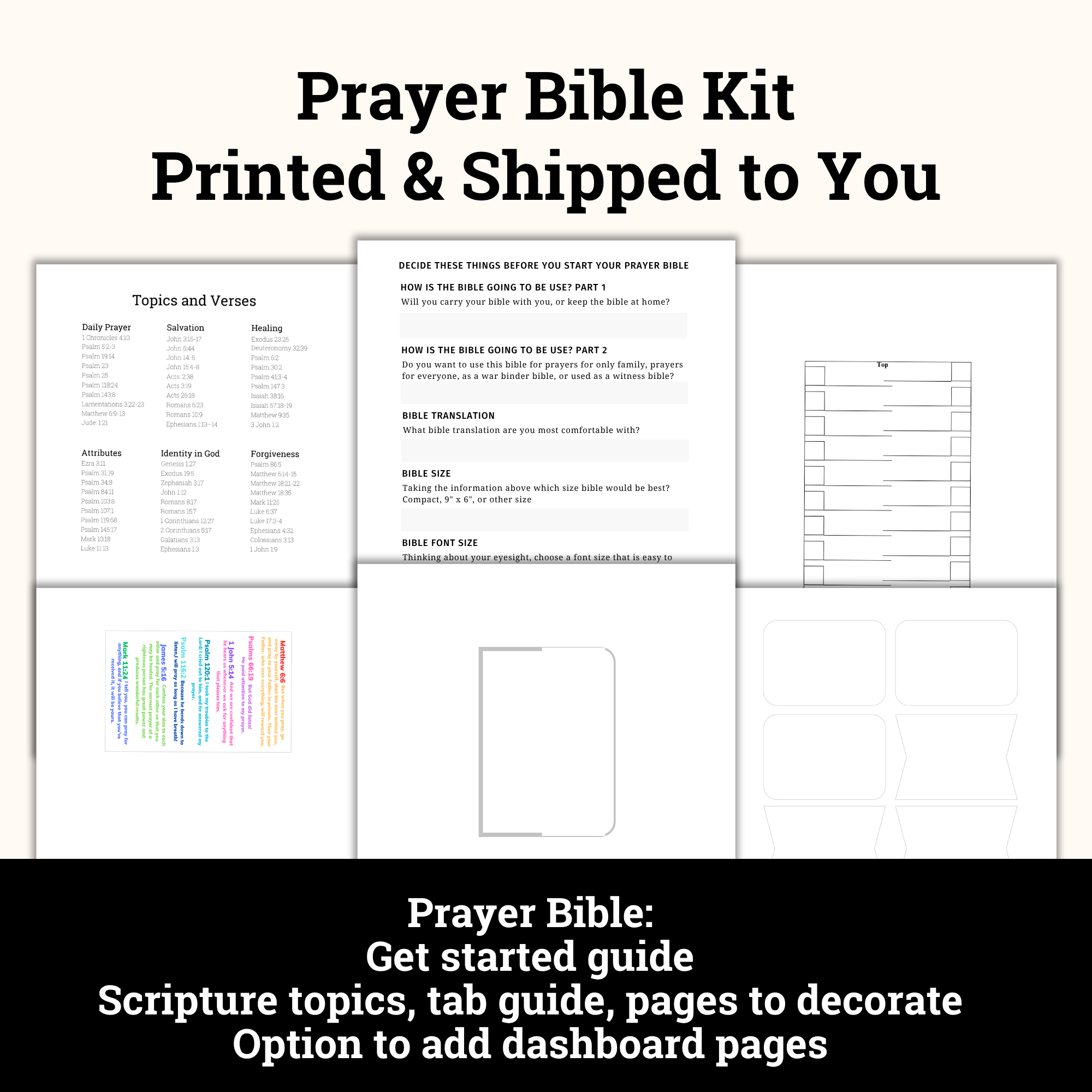 Prayer Bible Kit all items to create a prayer bible printed and shipped to you