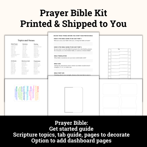 Prayer Bible Kit all items to create a prayer bible printed and shipped to you