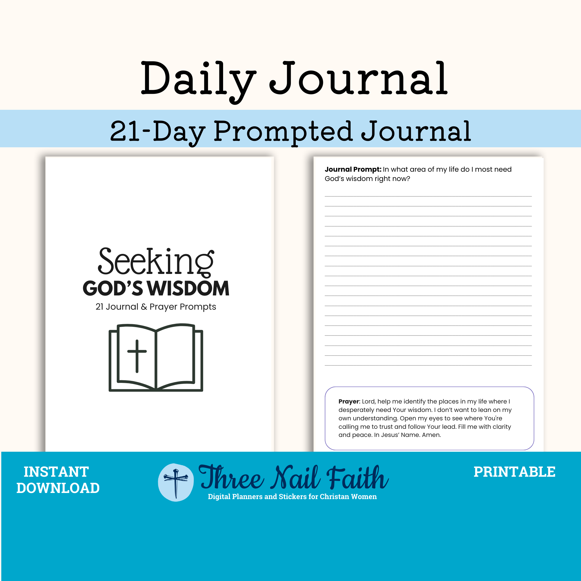 Seeking Gods wisdom a printable 21 day prompted faith journal
