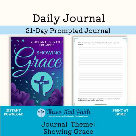 21 day prompted faith journal on the topic of showing grace